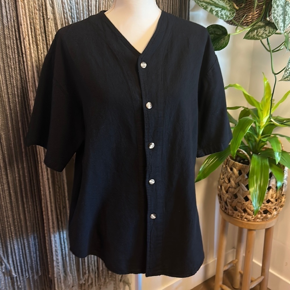 Classic Black Women's Button-Down Top